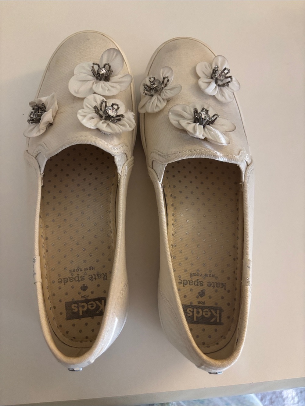 kate spade Ivory Floral Slip-On Flats